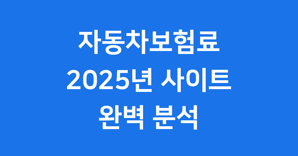 자동차보험료비교견적 2025년 사이트 팁