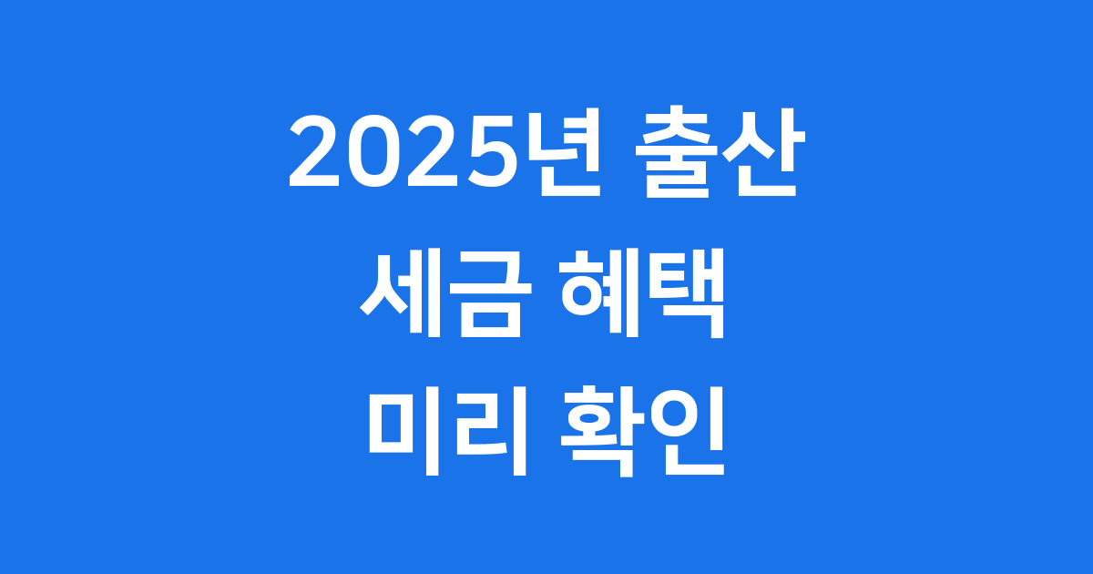 2025년 출산 육아 세금 혜택