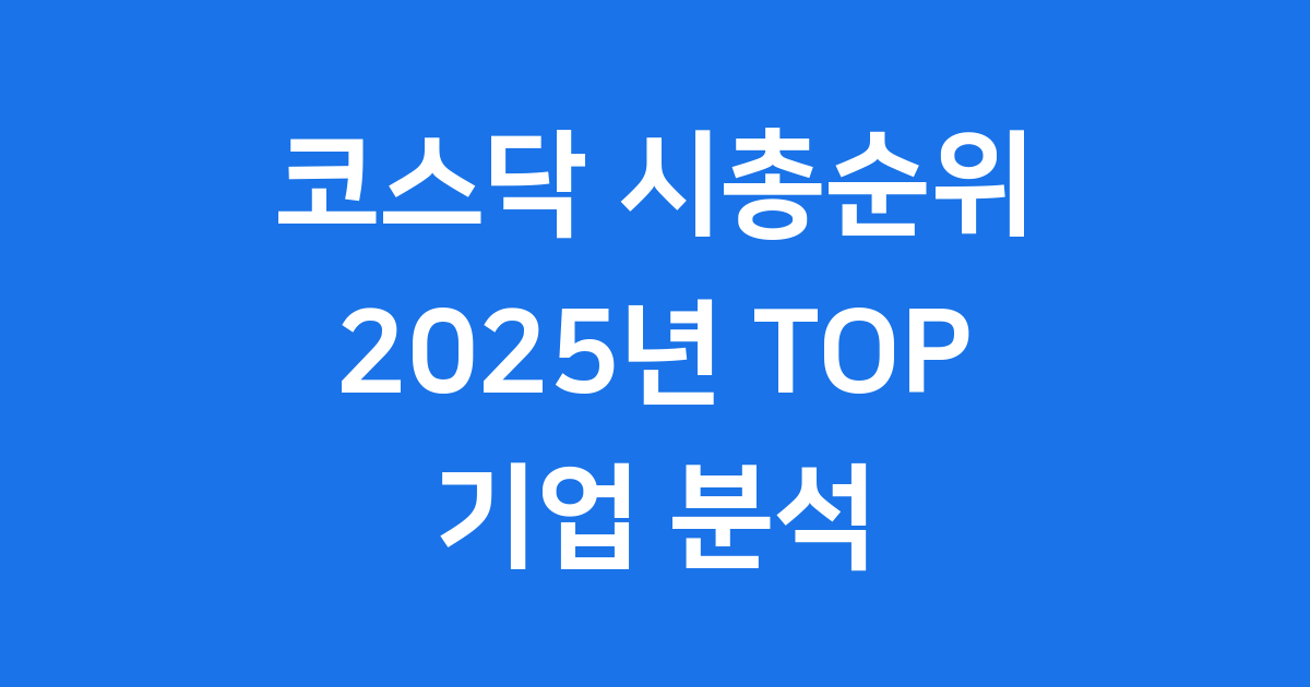 2025년 코스닥 시총순위와 TOP 기업 분석