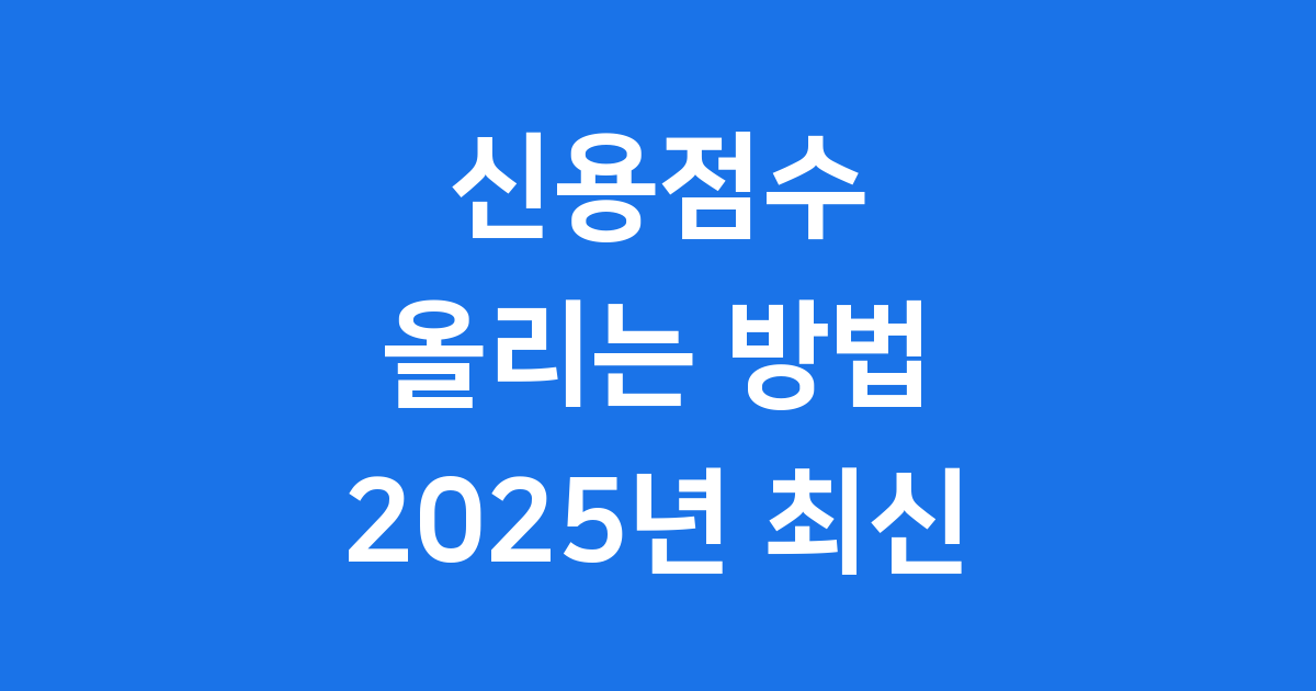 신용점수 올리는 방법 2025년 최신 정보
