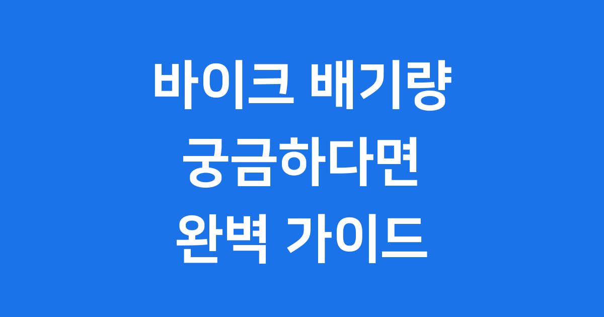 바이크 크기별(배기량별) 구분 및 가이드