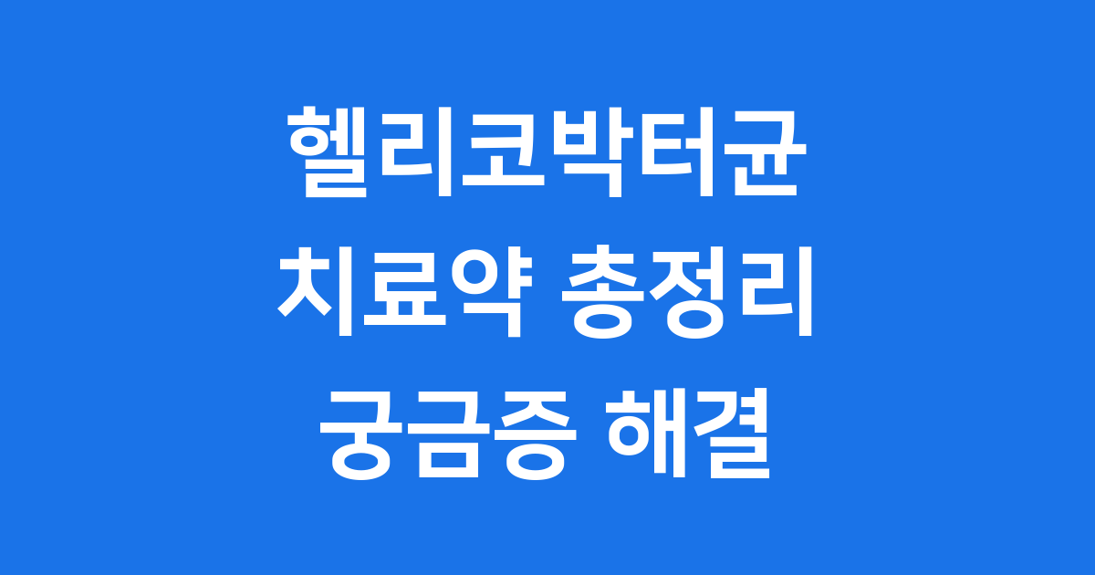 헬리코박터균 치료약 종류 복용법 부작용