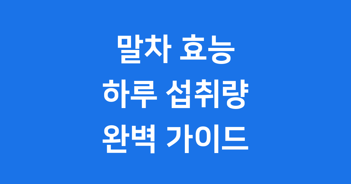 말차 효능 및 일일 섭취량